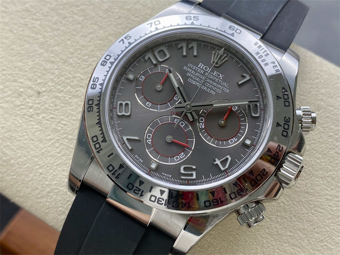 Rolex Daytona Grey Dial – Clean Factory White Gold Chronograph Replica