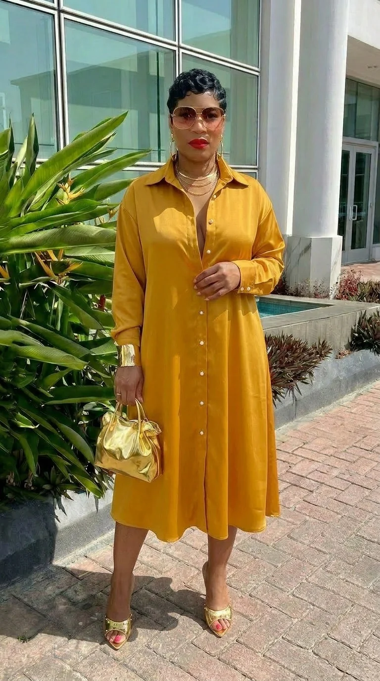 Miriam Swing Dress (Gold)