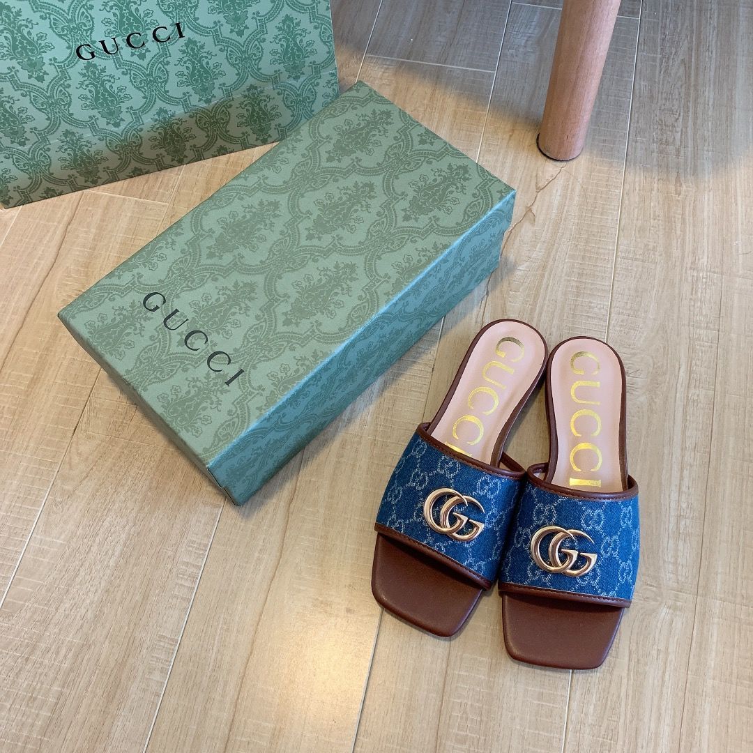Denim Embossed Flat Slippers LX-872036
