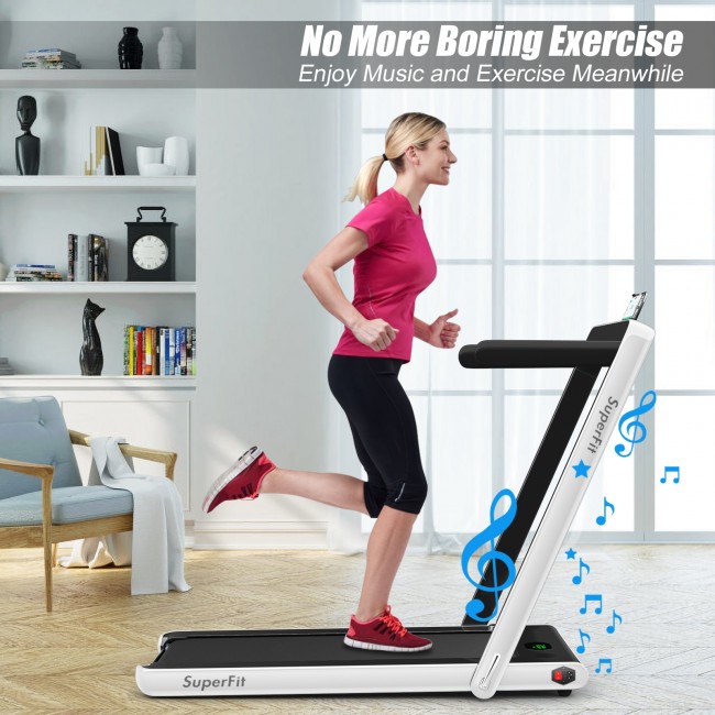 2 in 1 Folding Treadmill with Bluetooth Speaker Remote Control