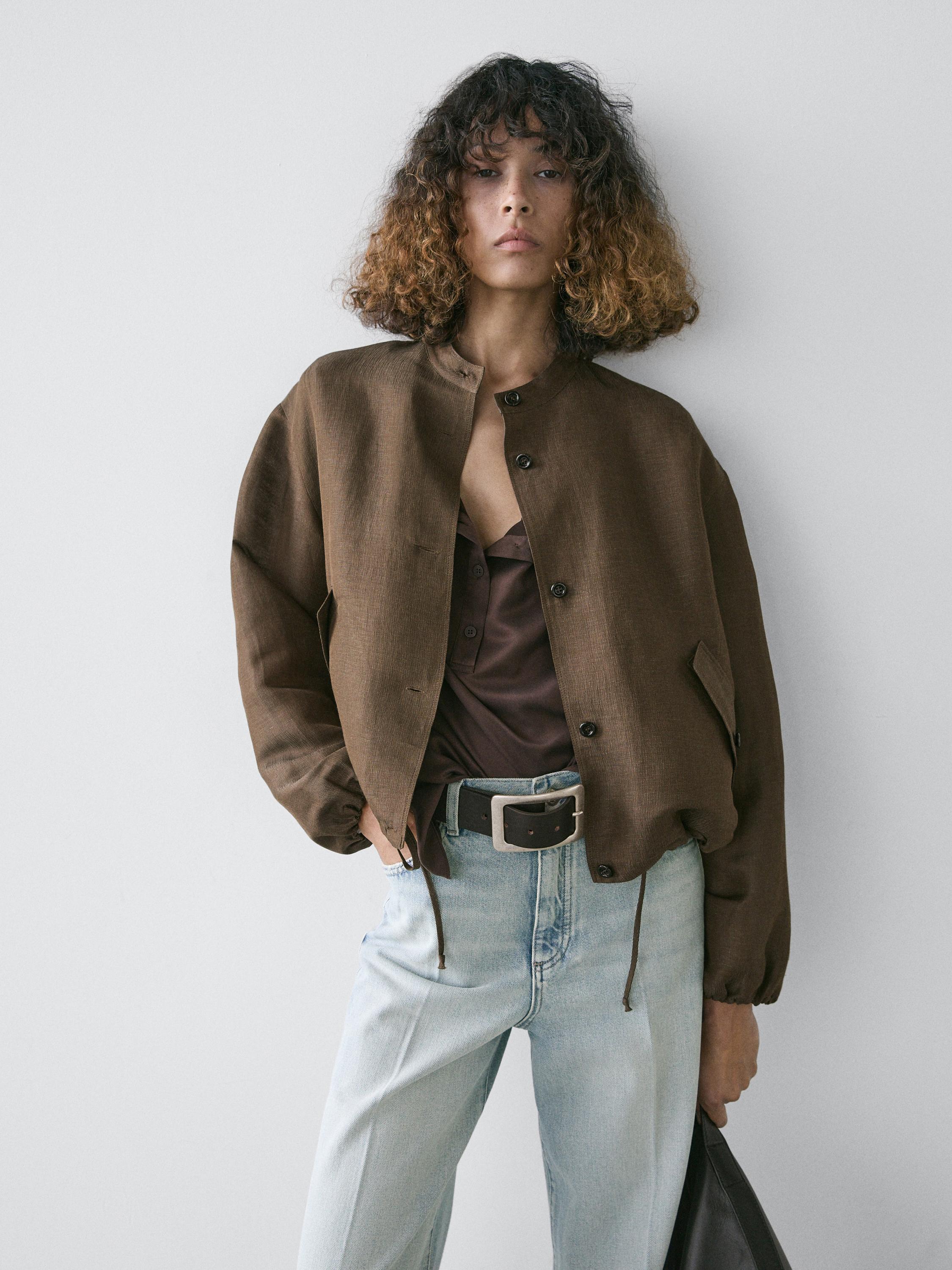 Chaqueta bómber  lino seda