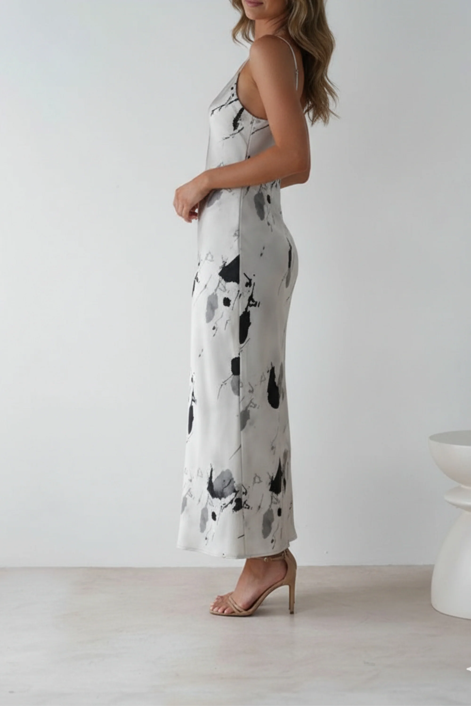 Eliza Grey Printed Slip Dress