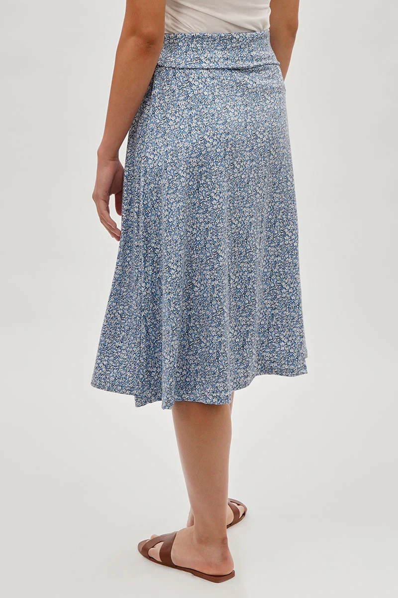 Floral A-Line Skirt - Blue