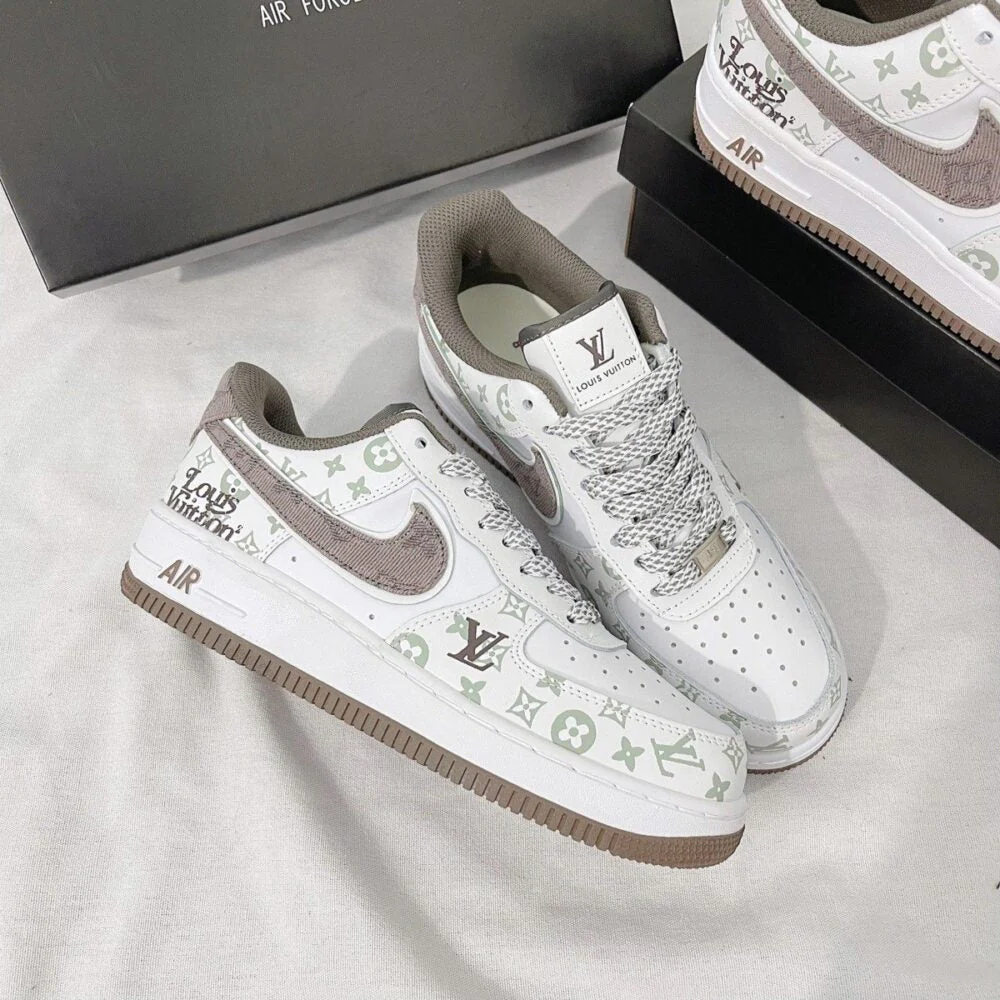 L.V x NK Air Force 1 White Mocha Monogram (Custom)