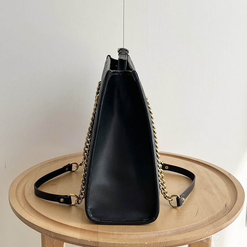 13.4″x11.0″x4.9″ Black Leather Handbag BB-921288