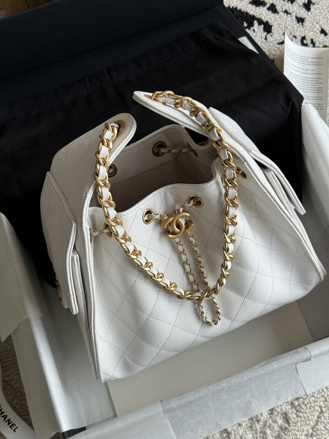 Chanel 25C Quilted Caviar Leather Hobo Bag