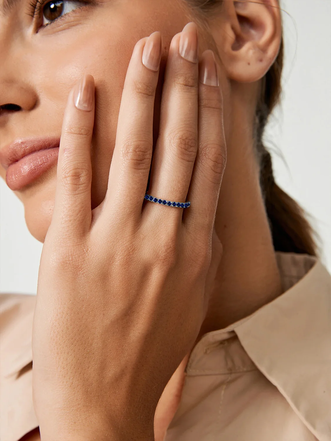 Blue Sapphire Eternity Band Ring