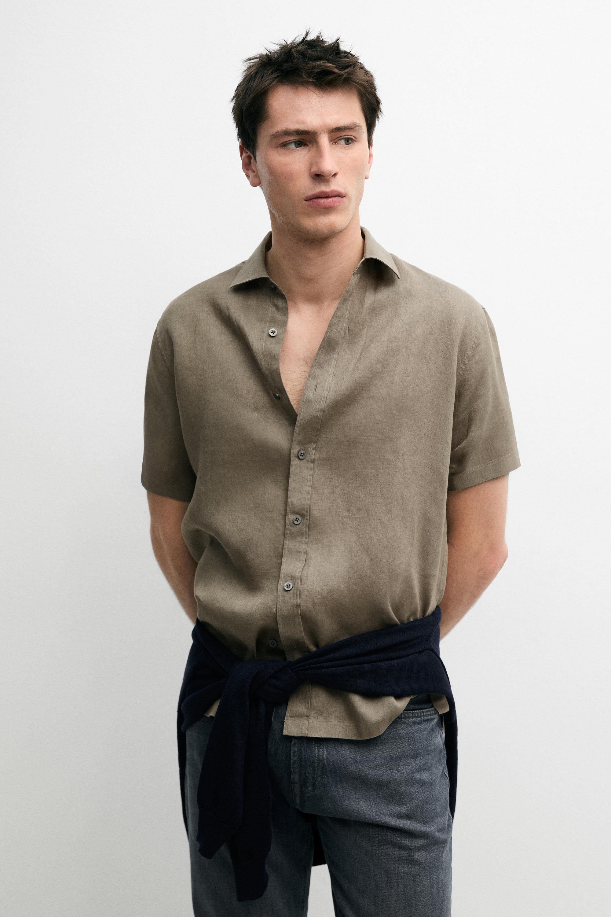 Camisa manga corta 100% lino