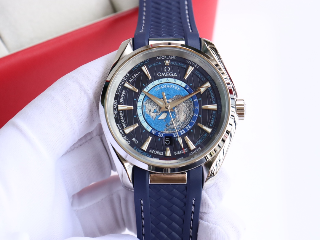 OMG Seamaster Aqua Teera 150 Meter Watch 41mm Gold Steel Diameter Blue Strap
