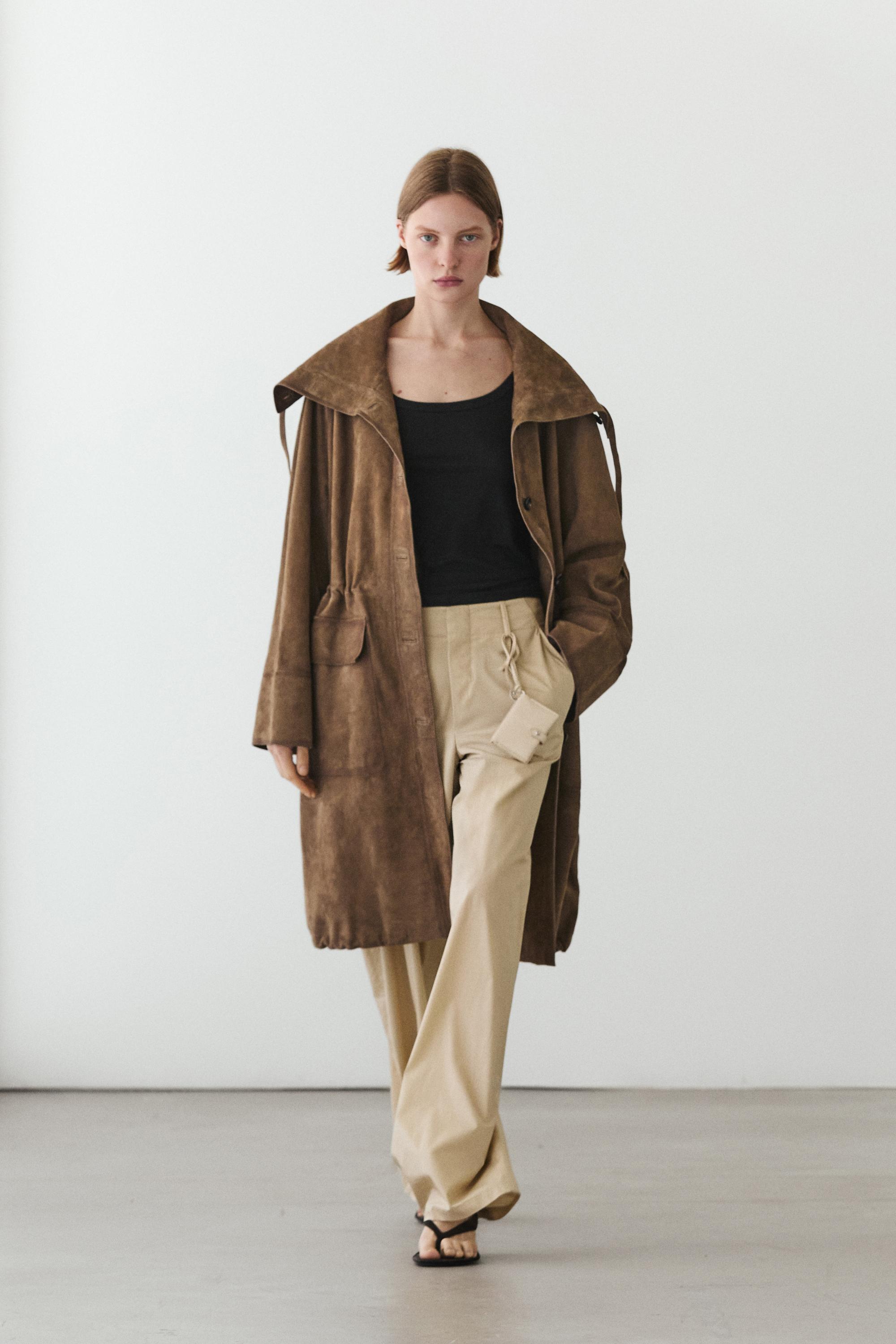Parka cuello subido piel ante