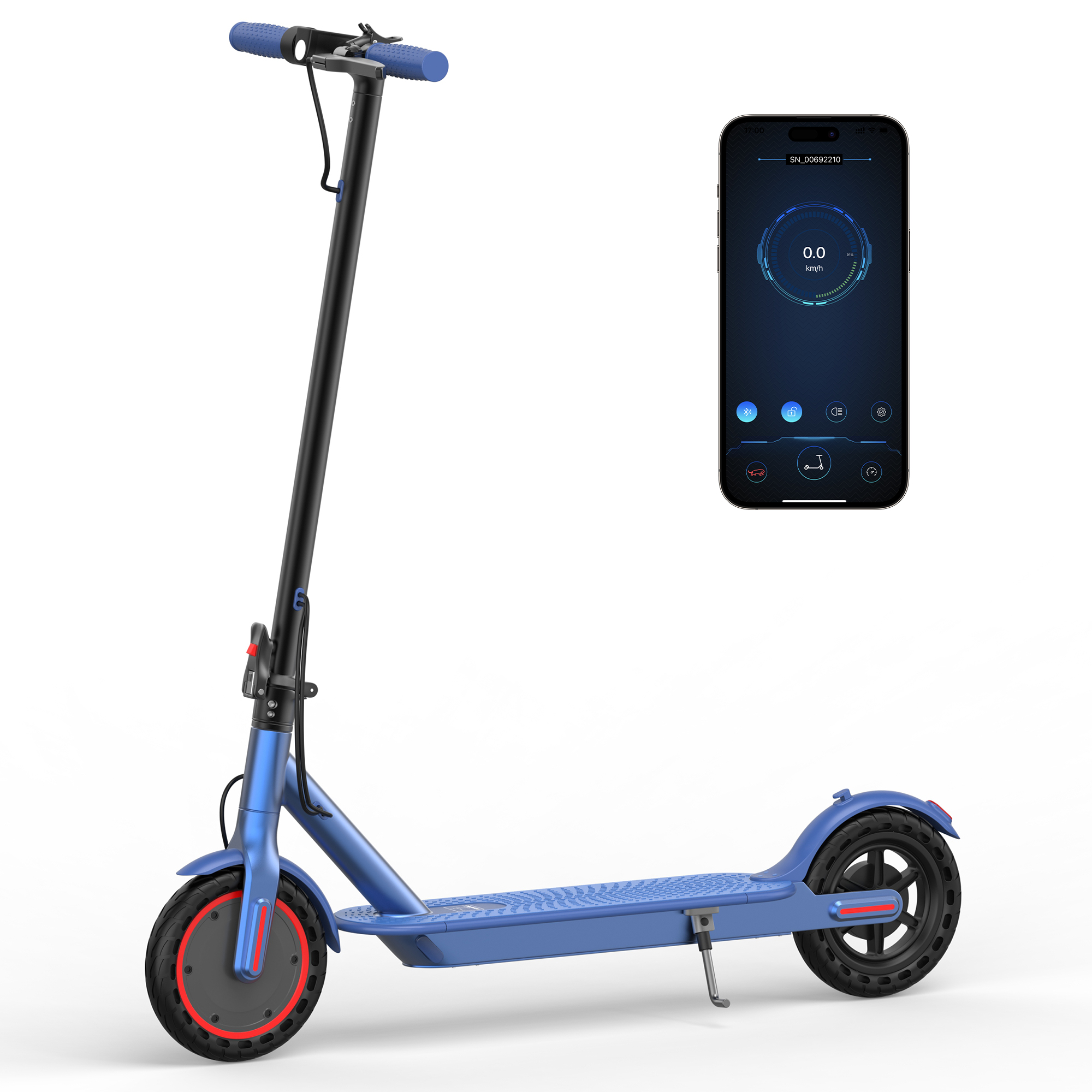 AOVOPRO ES80 Electric Scooter 350W Dual Brake App LCD Display Waterproof Foldable Blue-US