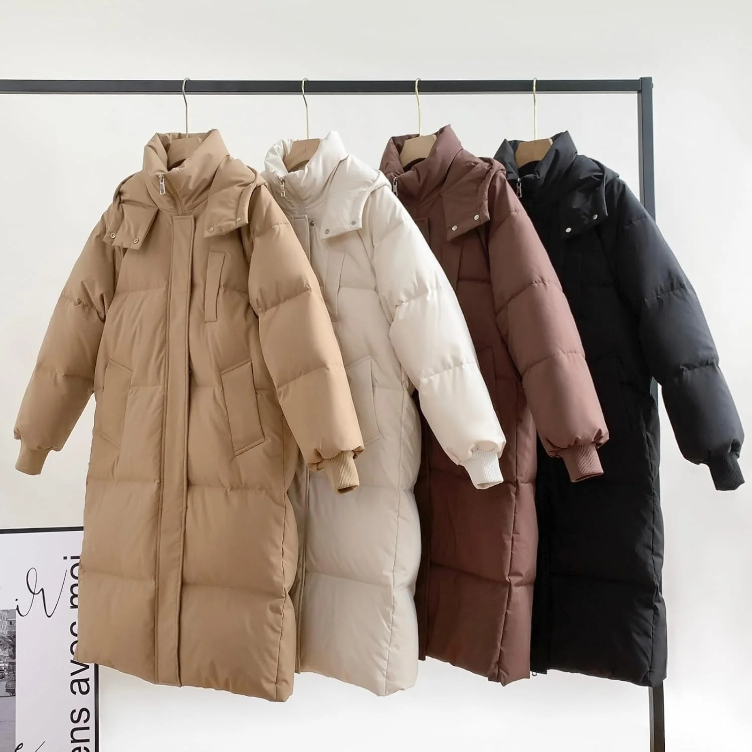 Long Puffer Jacket for Women,2024 Thickened Winter Coat Hooded with Deep Pockets, Ladies Warm Winter Jacket