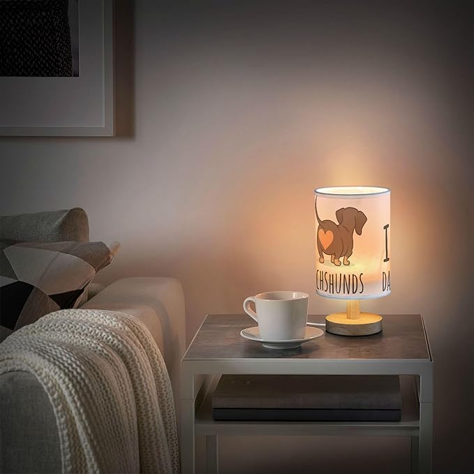 Table Lamp Cute Dachshund Dog I Love Dachshunds Heart Butt Nightstand Lamp