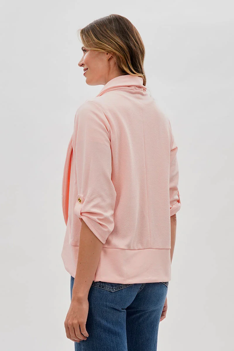Open Roll Up Sleeve Blazer - Pink