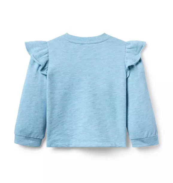 Embroidered Ruffle Shoulder Sweatshirt