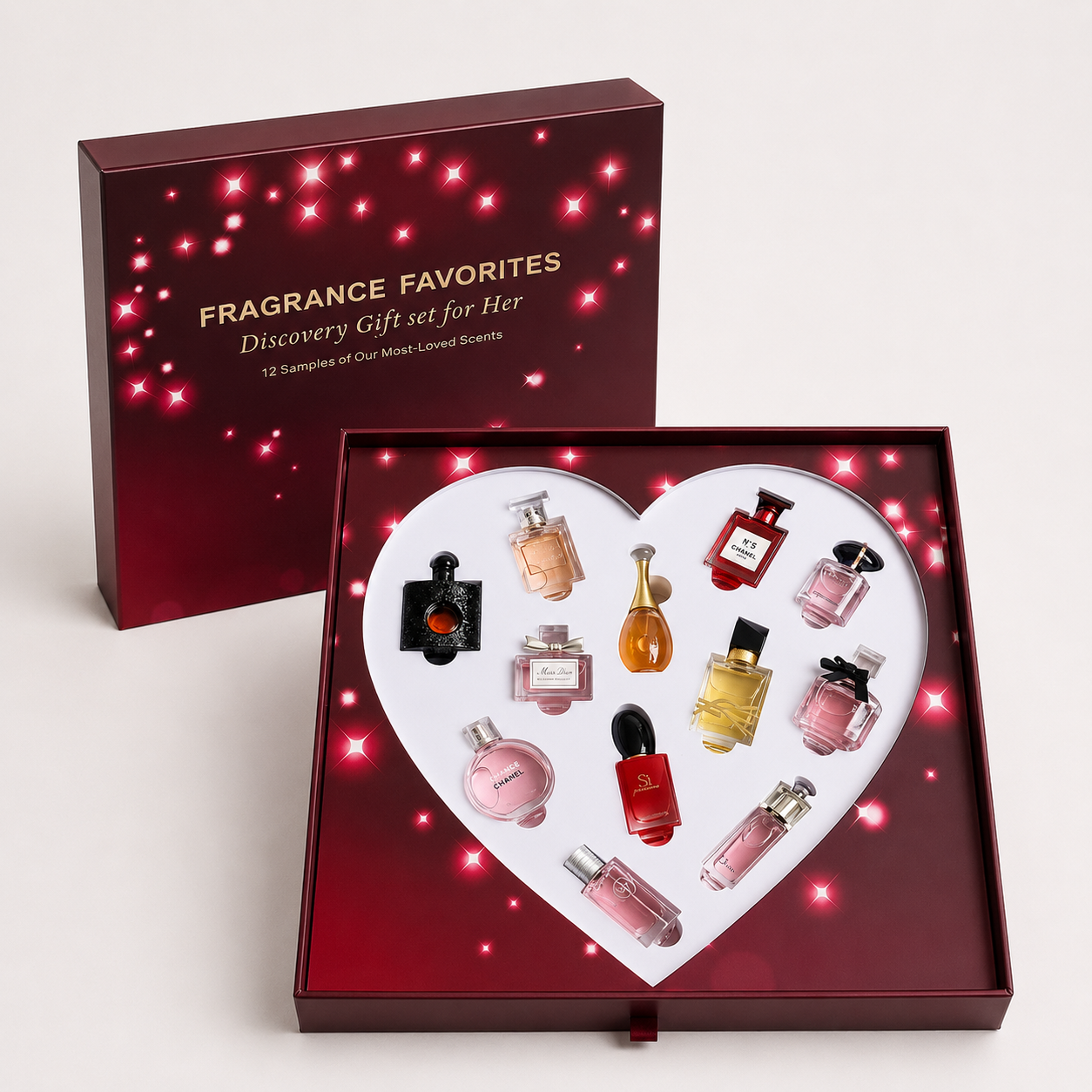 D124：Fragrance Favorites Women's Perfume Discovery Set – 12 Mini Fragrance Samples Gift Box