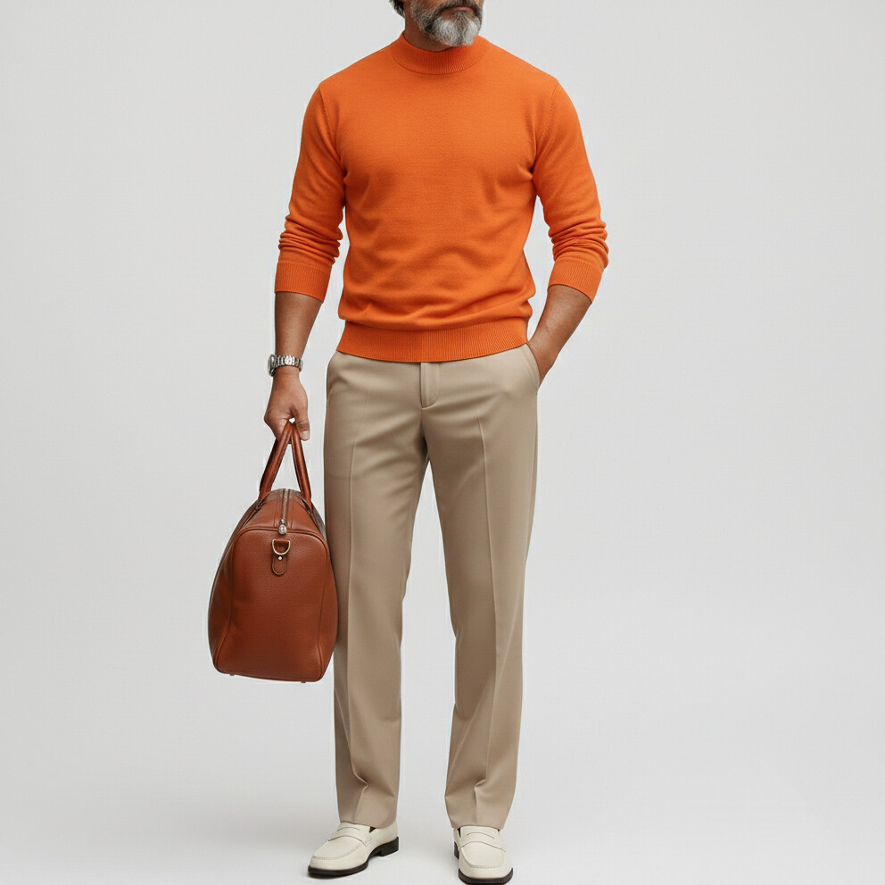 Men's Basics Solid Mock Neck Long Sleeve Knit Sweaters