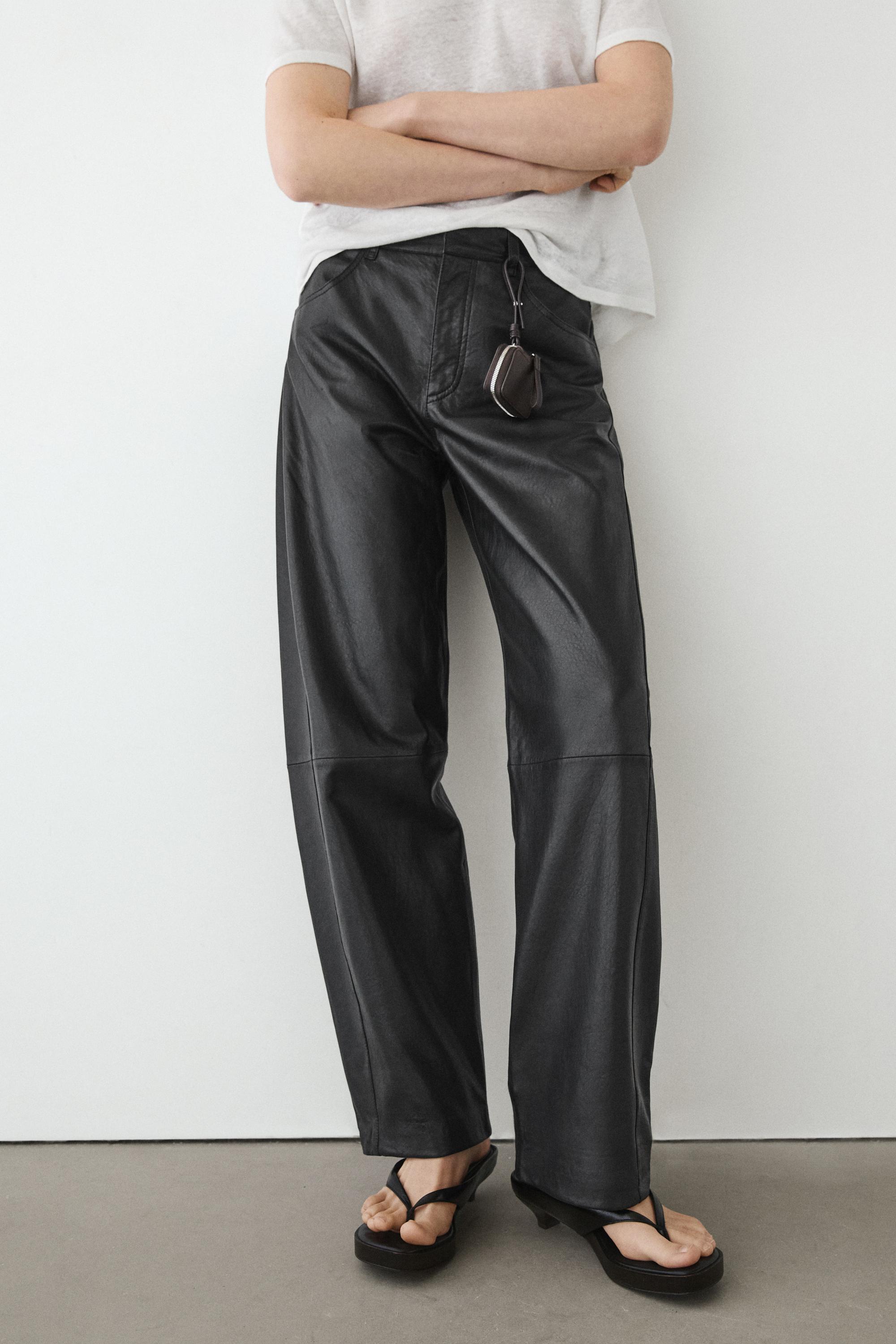 Pantalón balloon fit piel napa