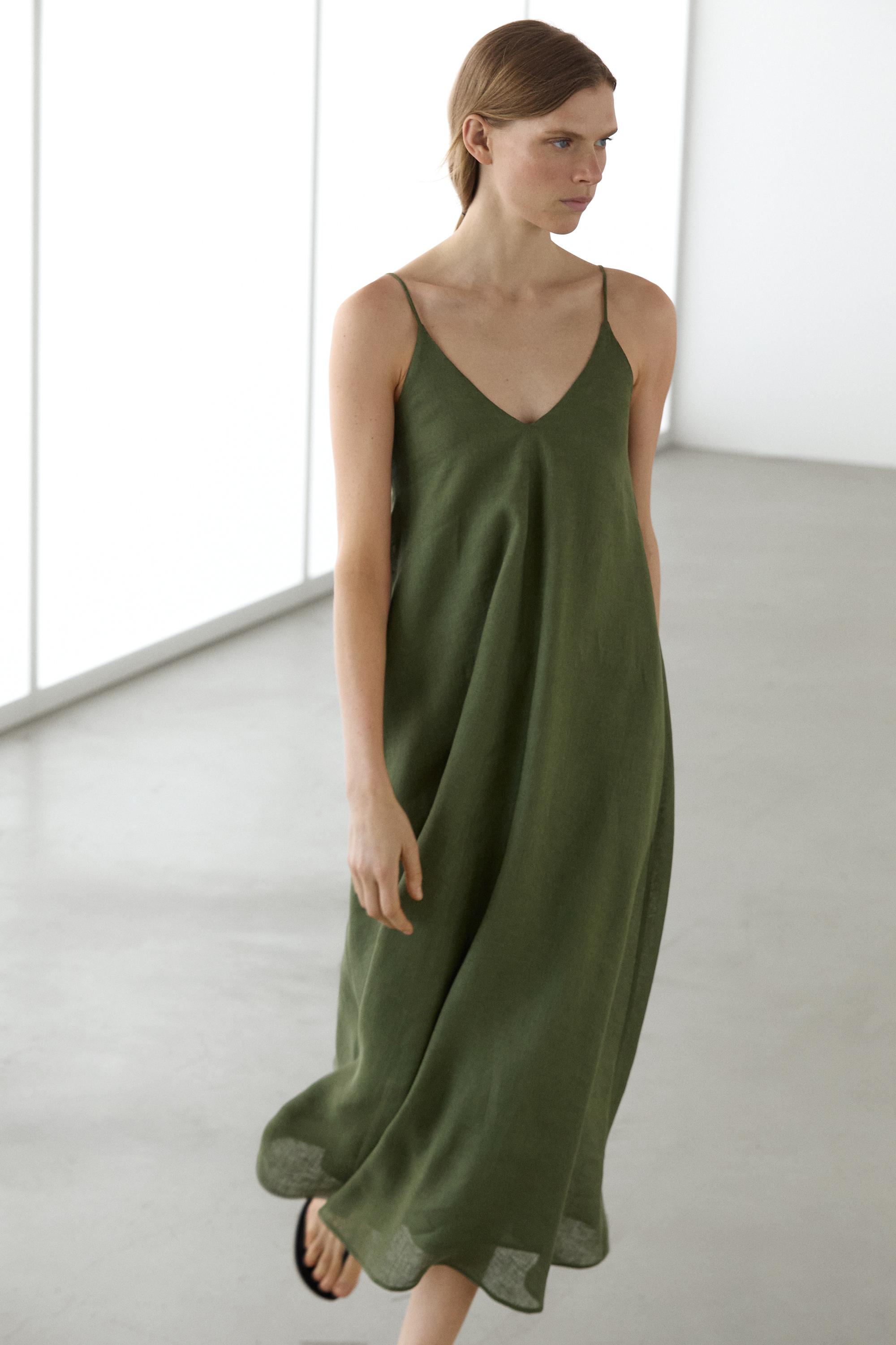 Vestido midi fluido tirante fino