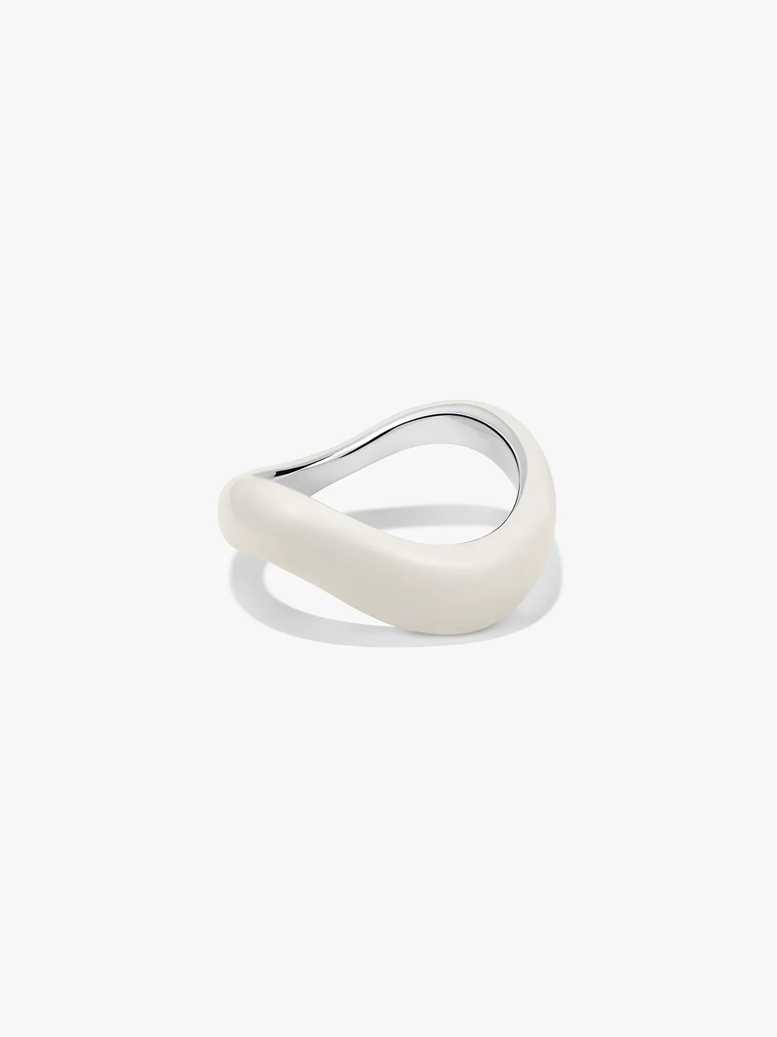 Cream Enamel Dome Wave Ring