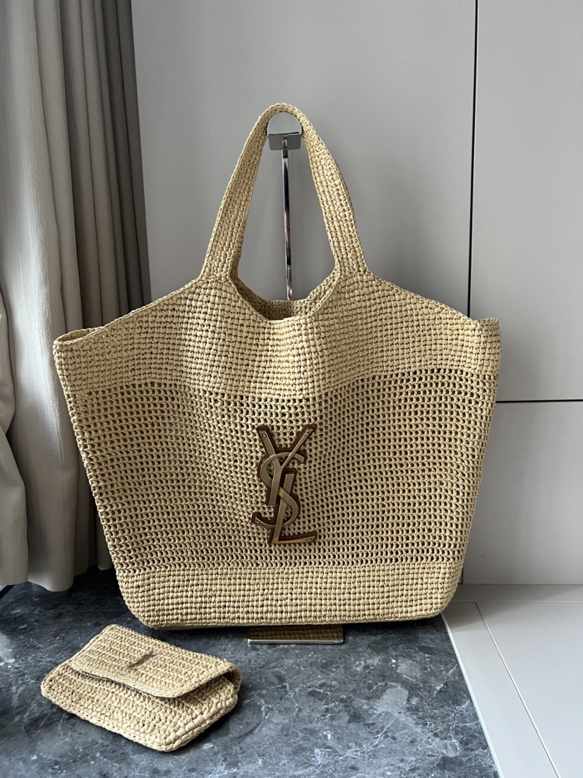 21.7″x16.9″x7.9″ Weave Cut-out Tote bag With small bag TT-873003