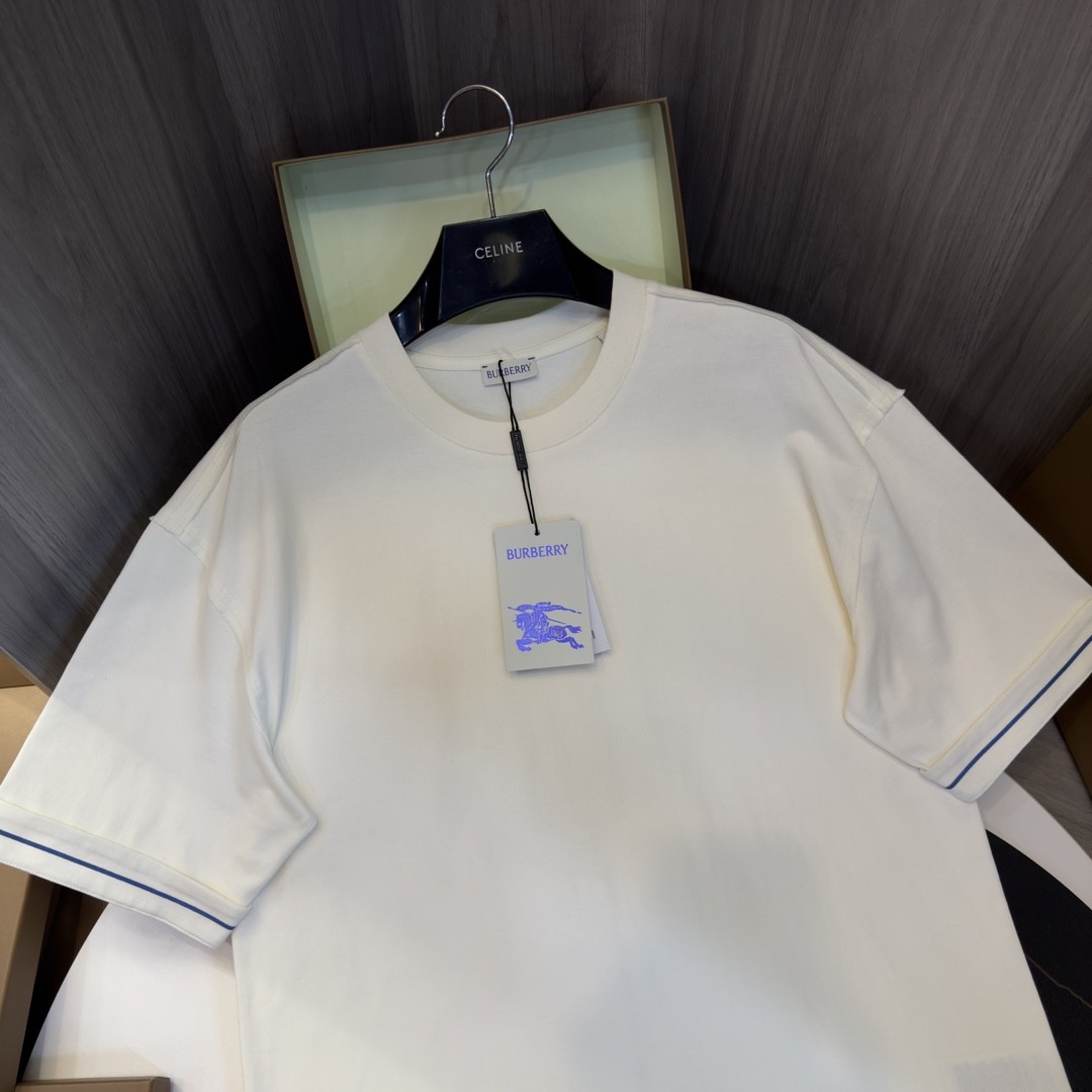 BBR 2024ss the latest white cloth cuffs stitching small war horse printed cotton t-shirt