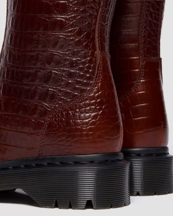 Rejena Croc Emboss Leather Boots