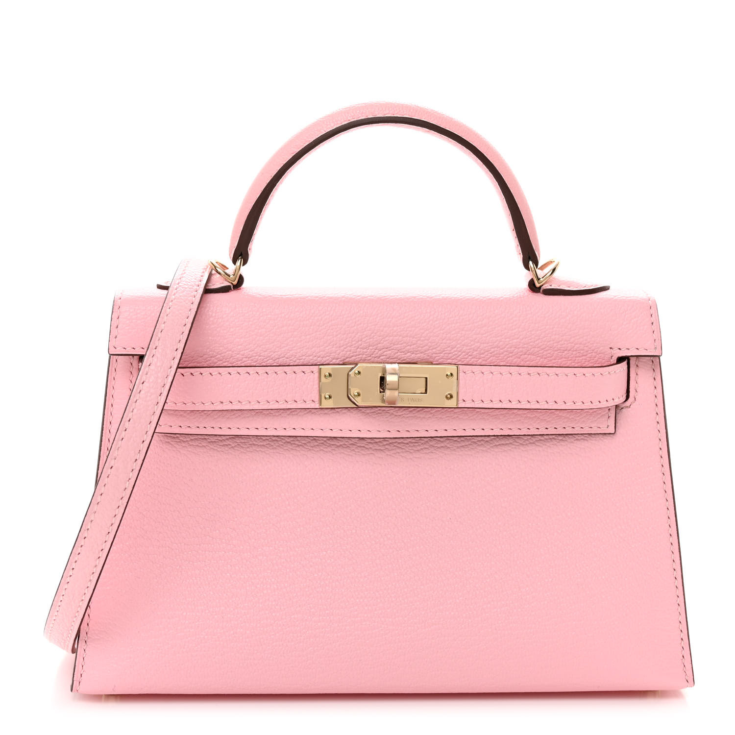 Chevre Mysore Horseshoe Mini Kelly Sellier 20 Rose Sakura Gris Perle