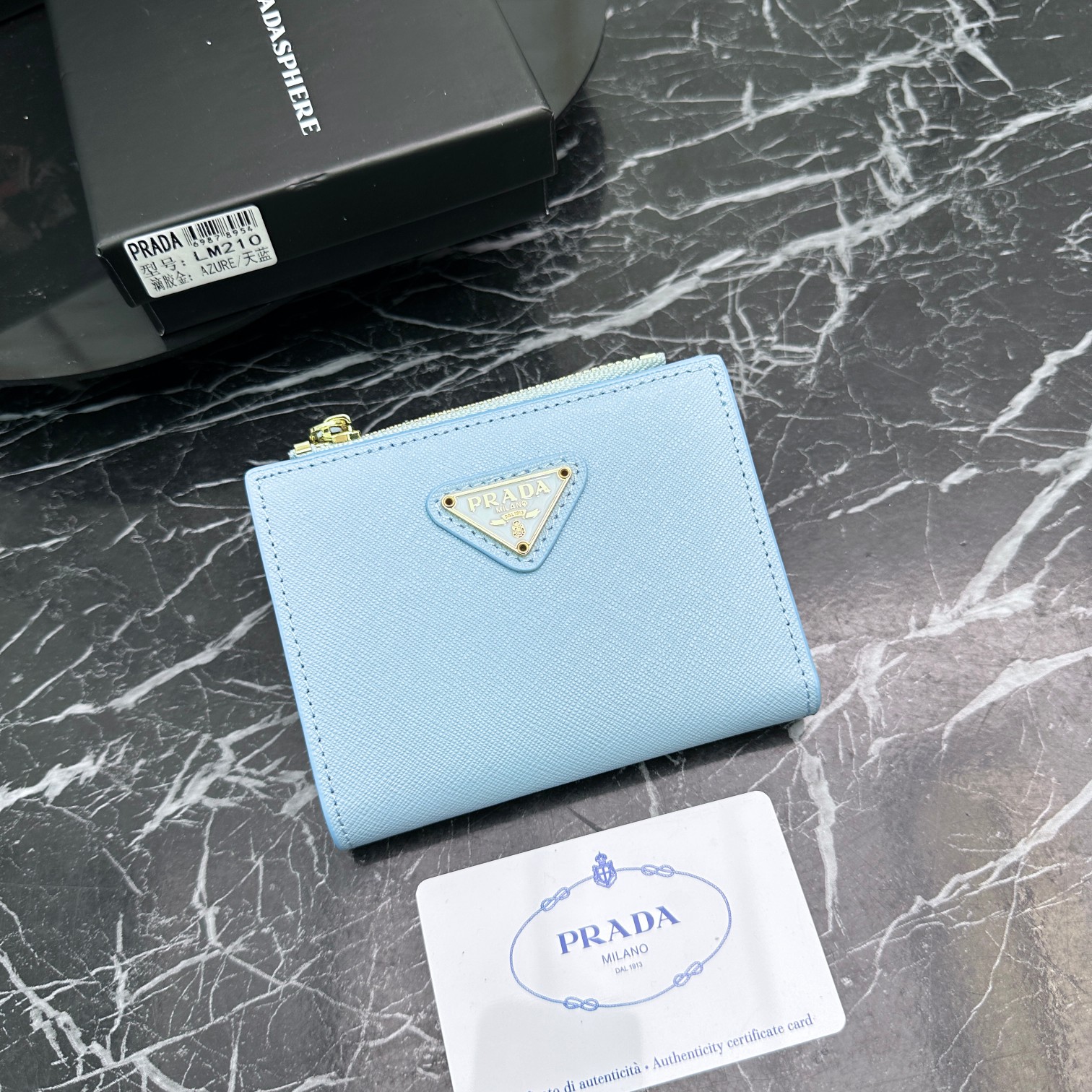 Fashion 3.9″x3.5″x0.8″ Blue Leather Wallet QB-927071