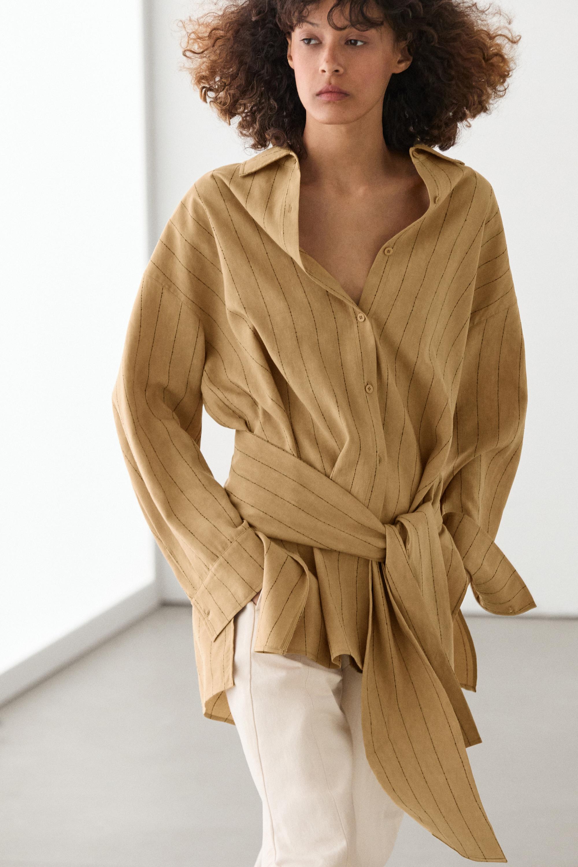 Camisa fluida rayas detalle fajín