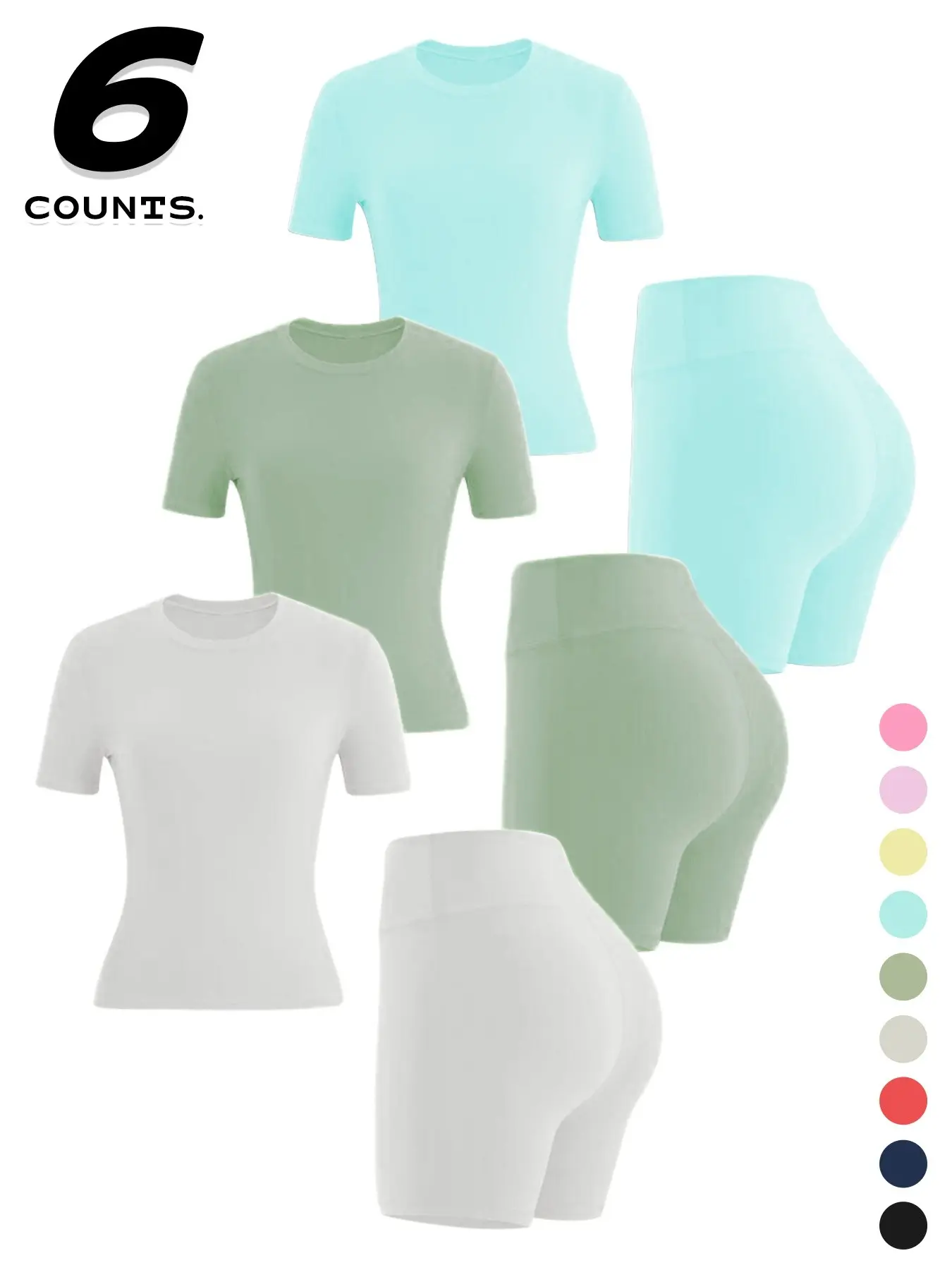 Women's Two-piece Set, Solid Color Tee & High Waist Skinny Shorts Tracksuit Set