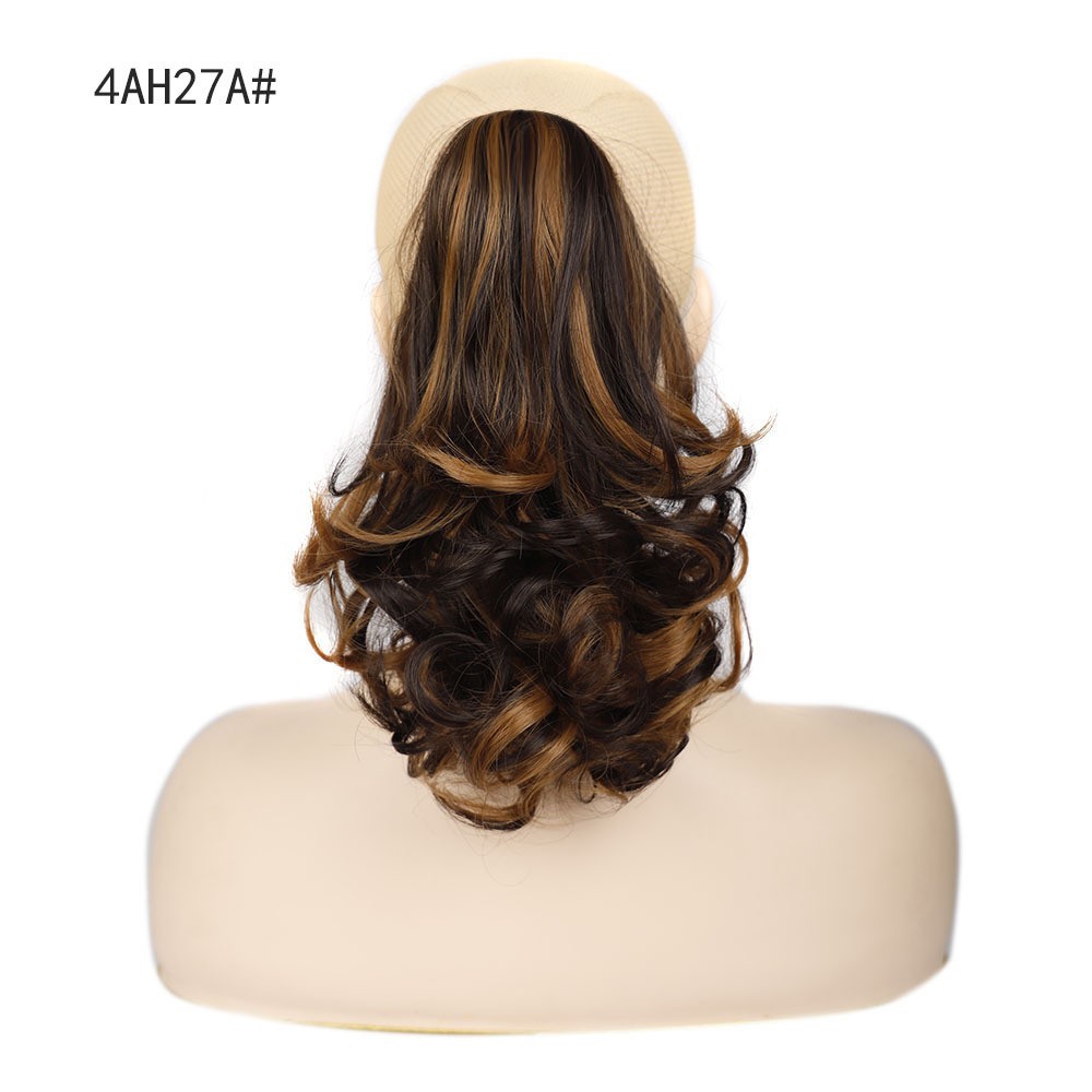Horsetail short wig double color gripper curly hair
