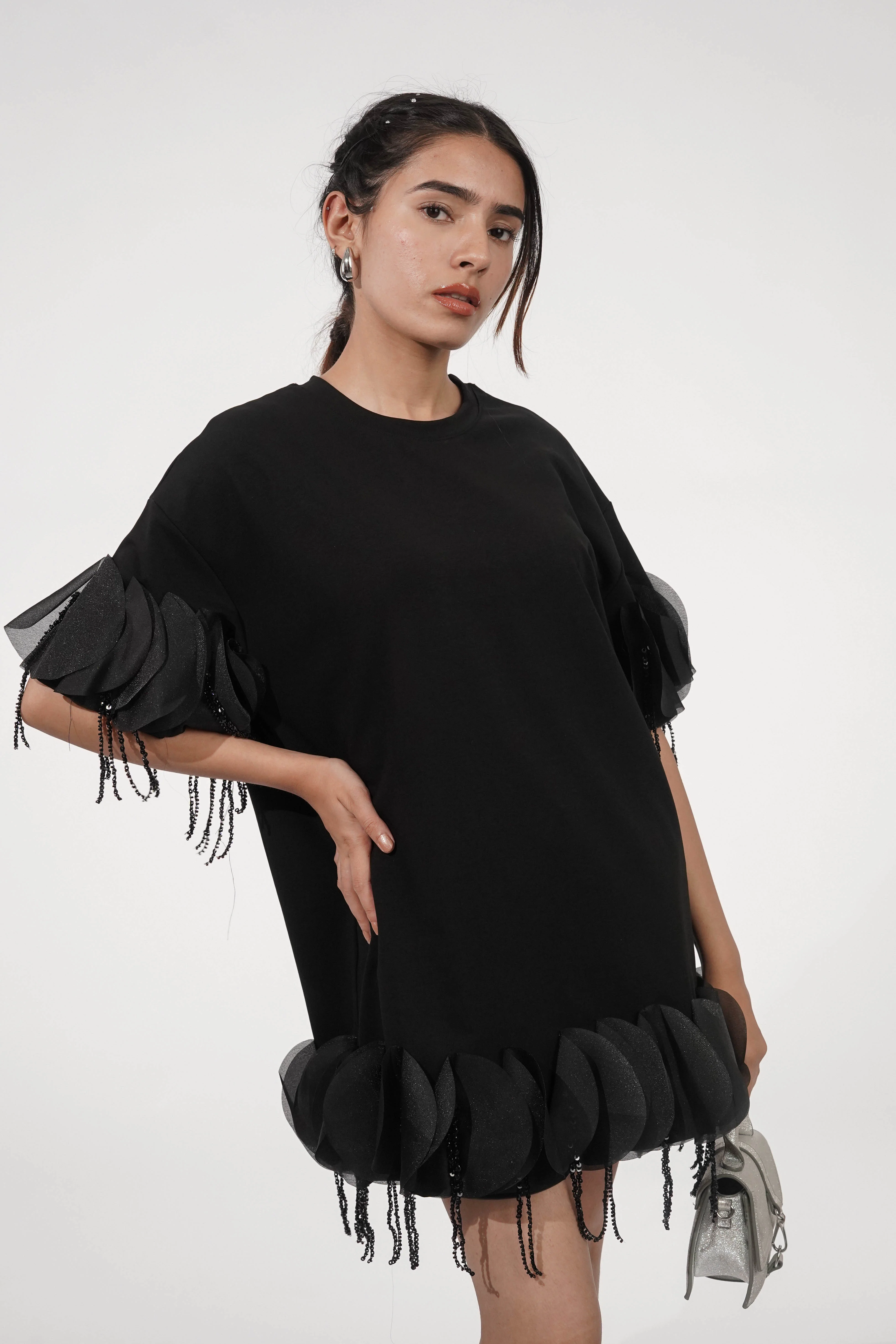 Stella Black Tasselled T-shirt