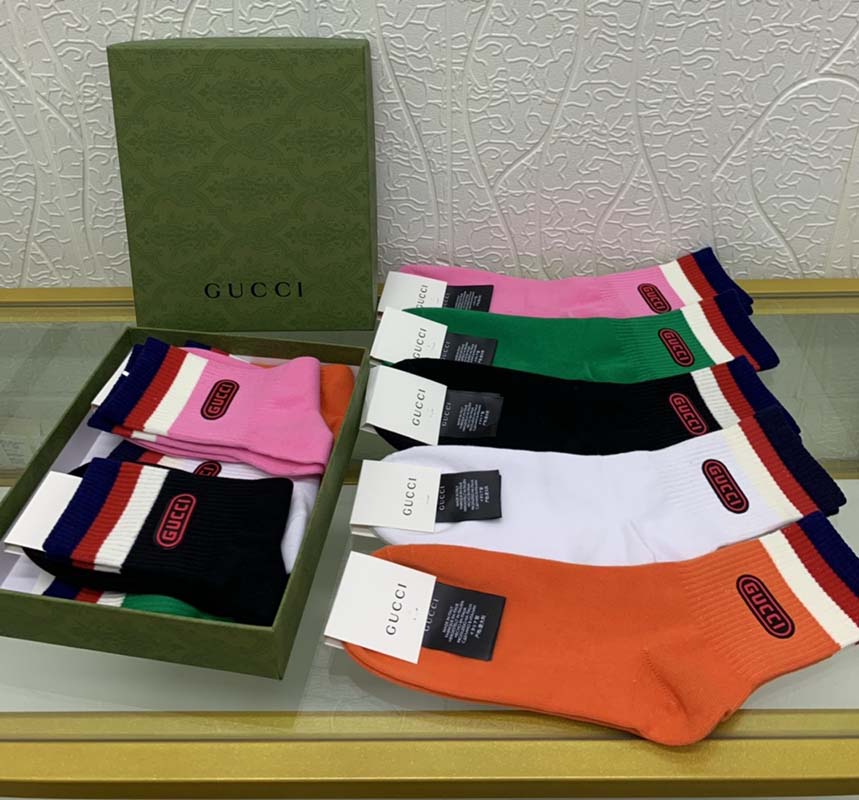 Set of 5 Pairs of Cotton Anti-bacterial Crew Socks WZ-924000184