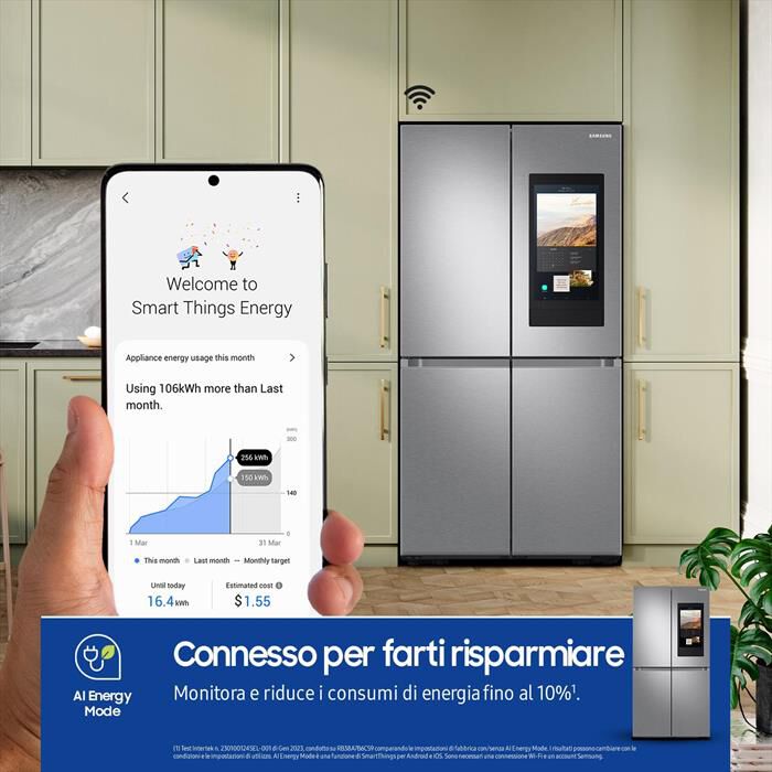 SAMSUNG - Frigorifero 4 porte RF65DG9H0ESREF Classe E 637 lt-Inox Spazzolato