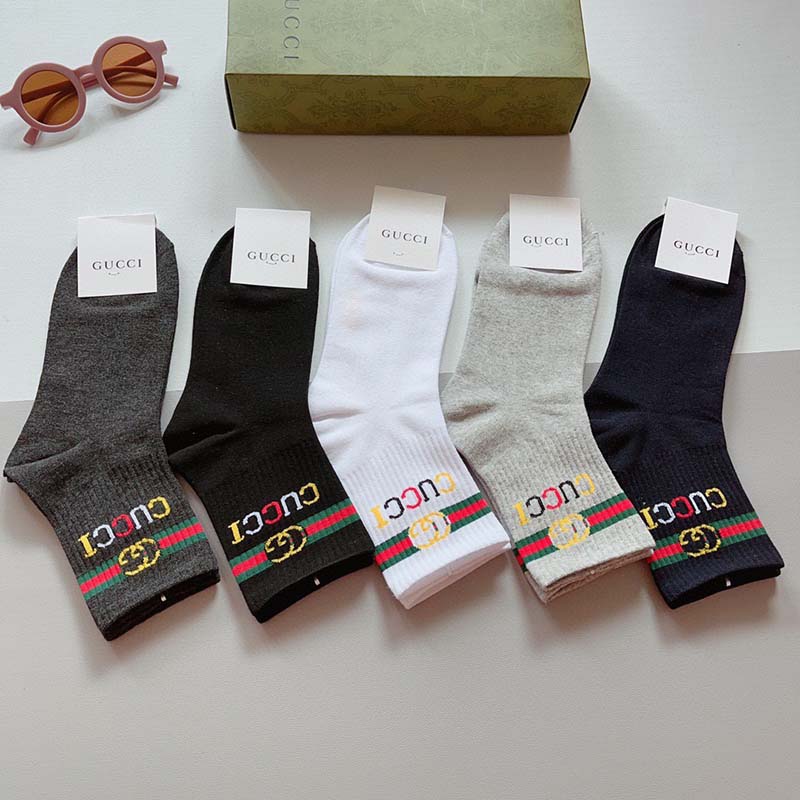 Set of 5 Pairs of Cotton Anti-bacterial Crew Socks WZ-924000162