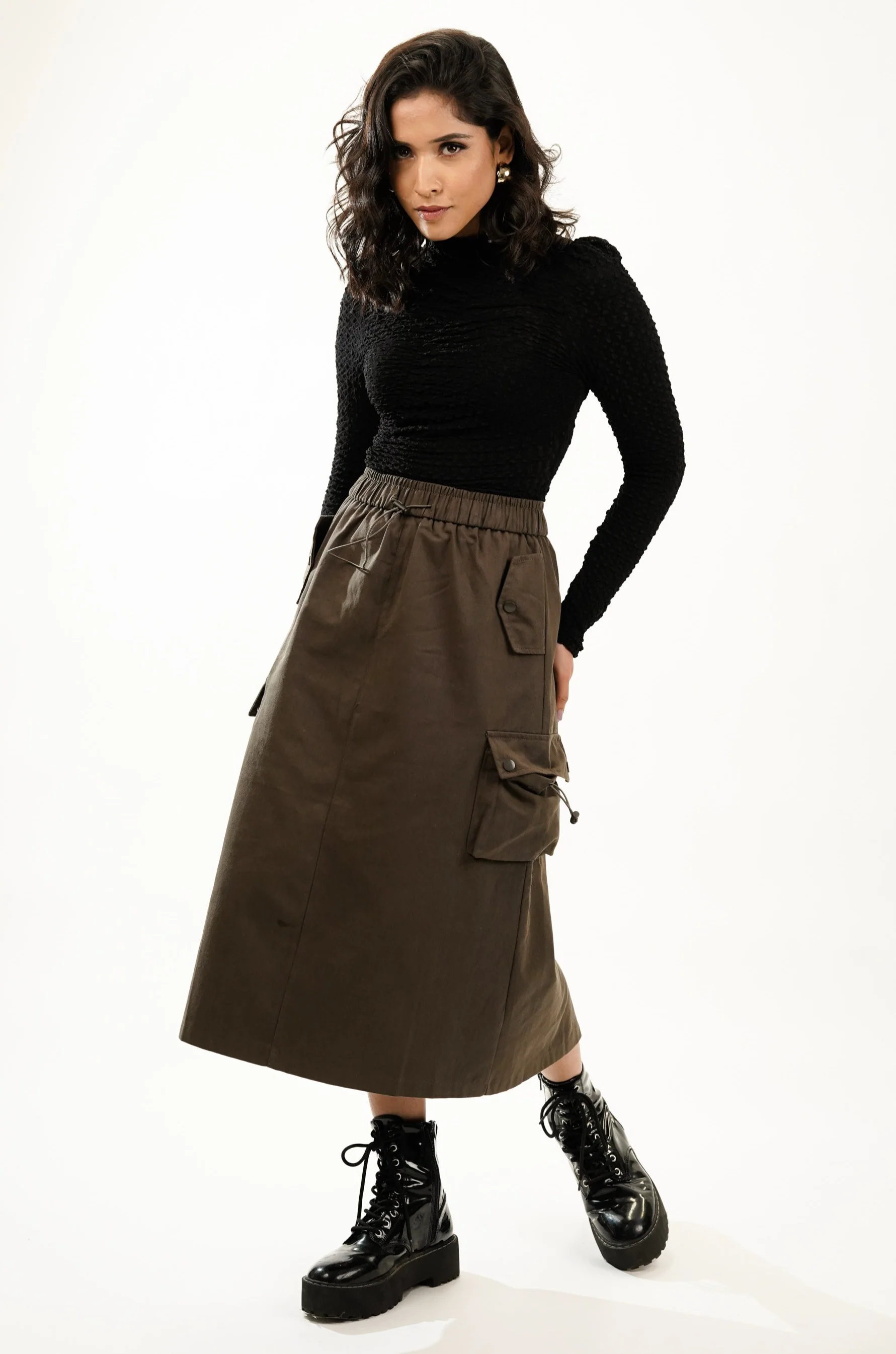 Pewter Green Streetstyle Cargo Skirt