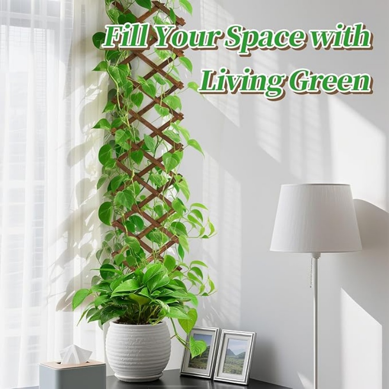 GREENFOLD Pack of 2 Extra Thick Wooden Wall Trellis