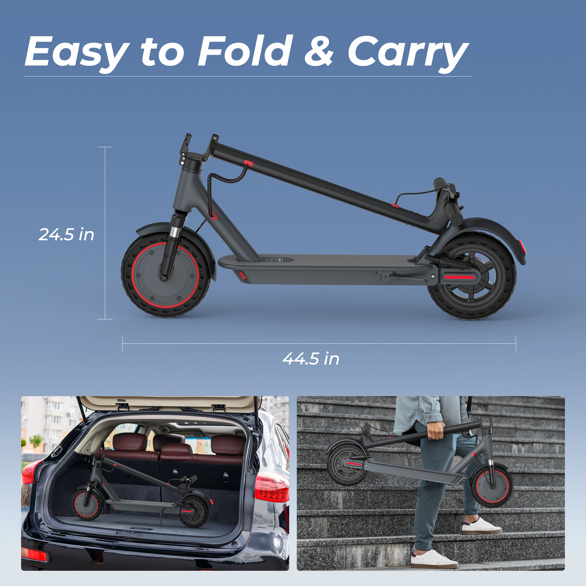 AOVOPRO TMAX 500W Foldable Electric Scooter Dual Suspension Dual Brake 10 inch wheel