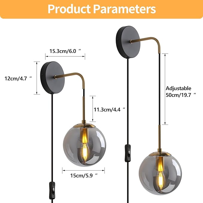 LUMISCAPE Wall Sconces Set of Two Wall Lights for Bedroom