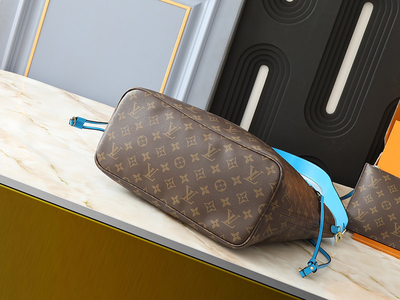 12.6″x11.4″x6.7″ Leather Brown Prints Blue Linning Double-sided available Tote bag BB-921469