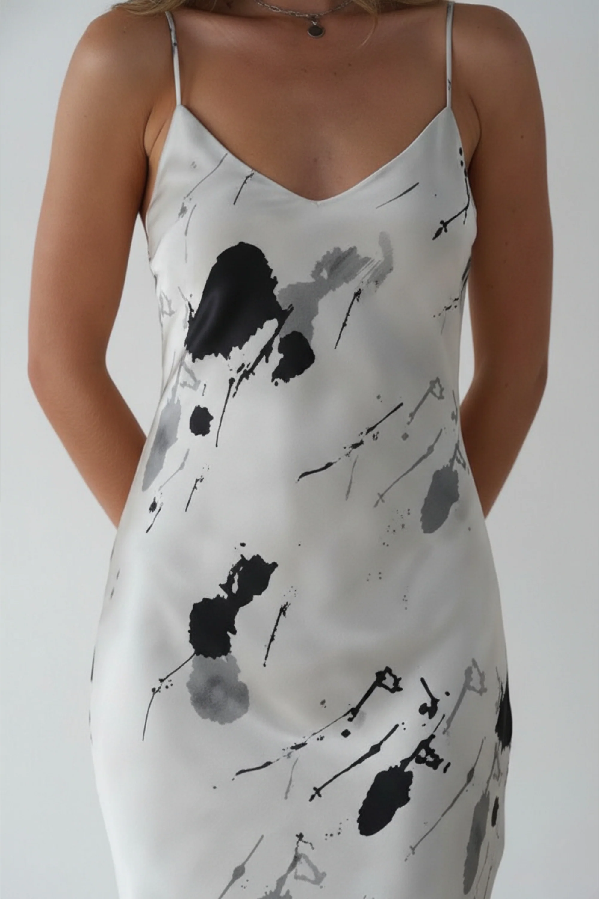 Eliza Grey Printed Slip Dress