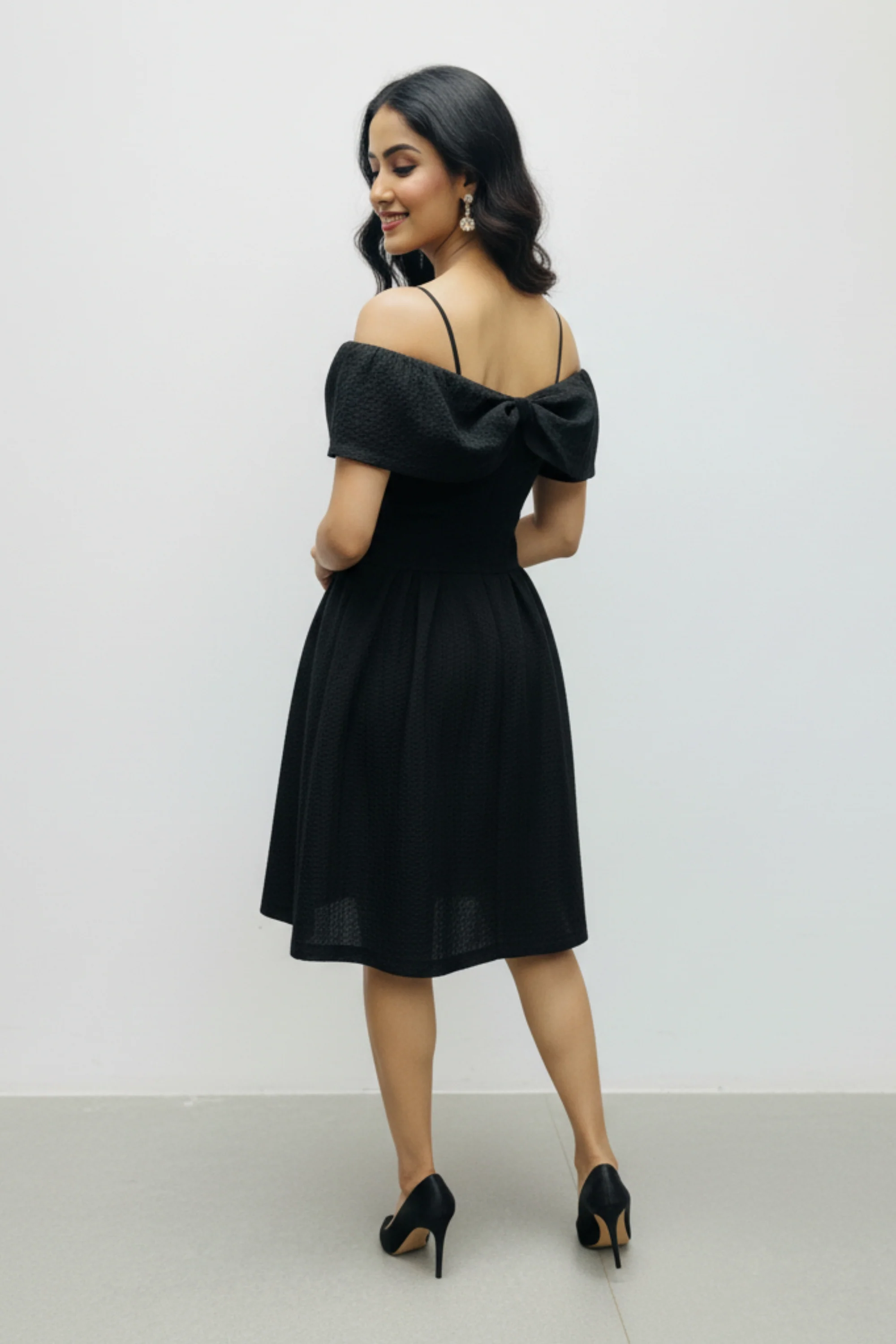 Classic Black Bow-Tie Mini Dress