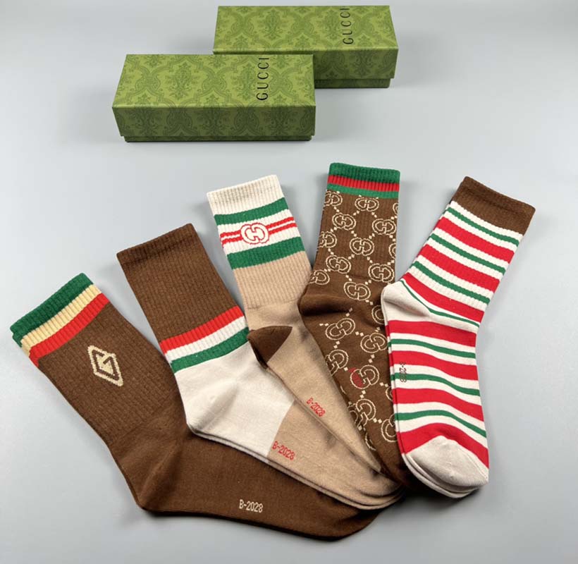 Set of 5 Pairs of Cotton Anti-bacterial Crew Socks WZ-924000167
