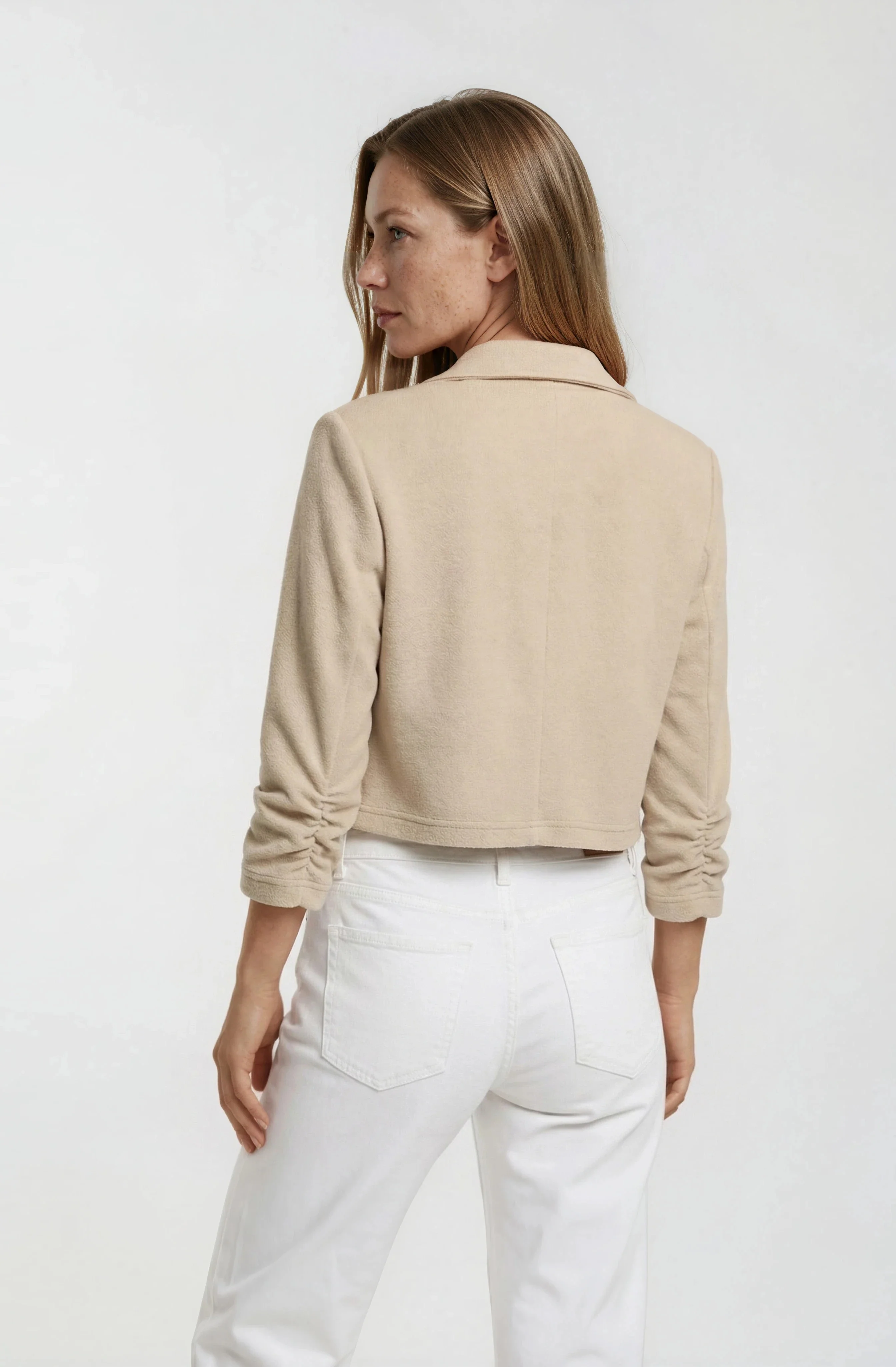 Cropped Open Blazer - Taupe