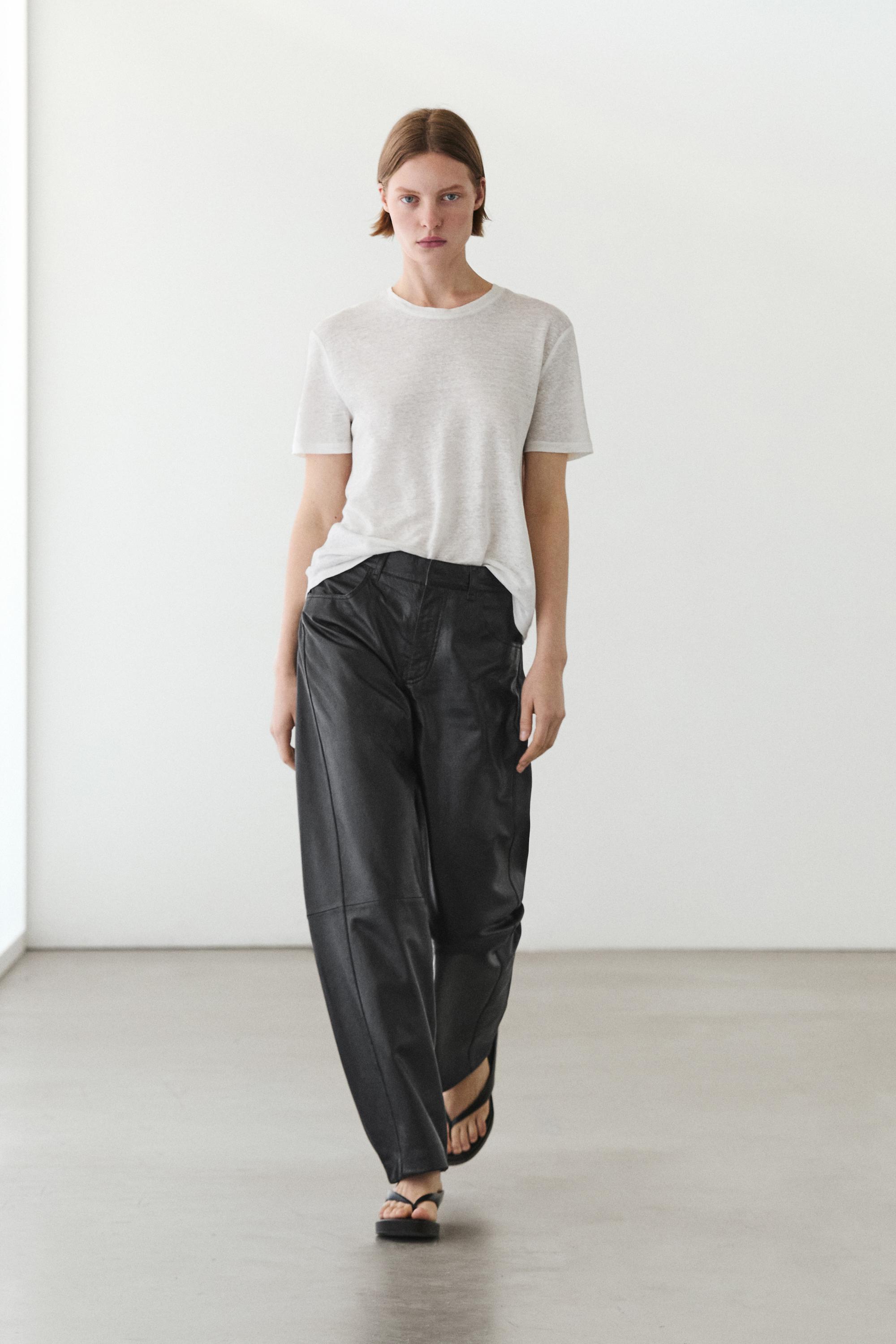 Pantalón balloon fit piel napa