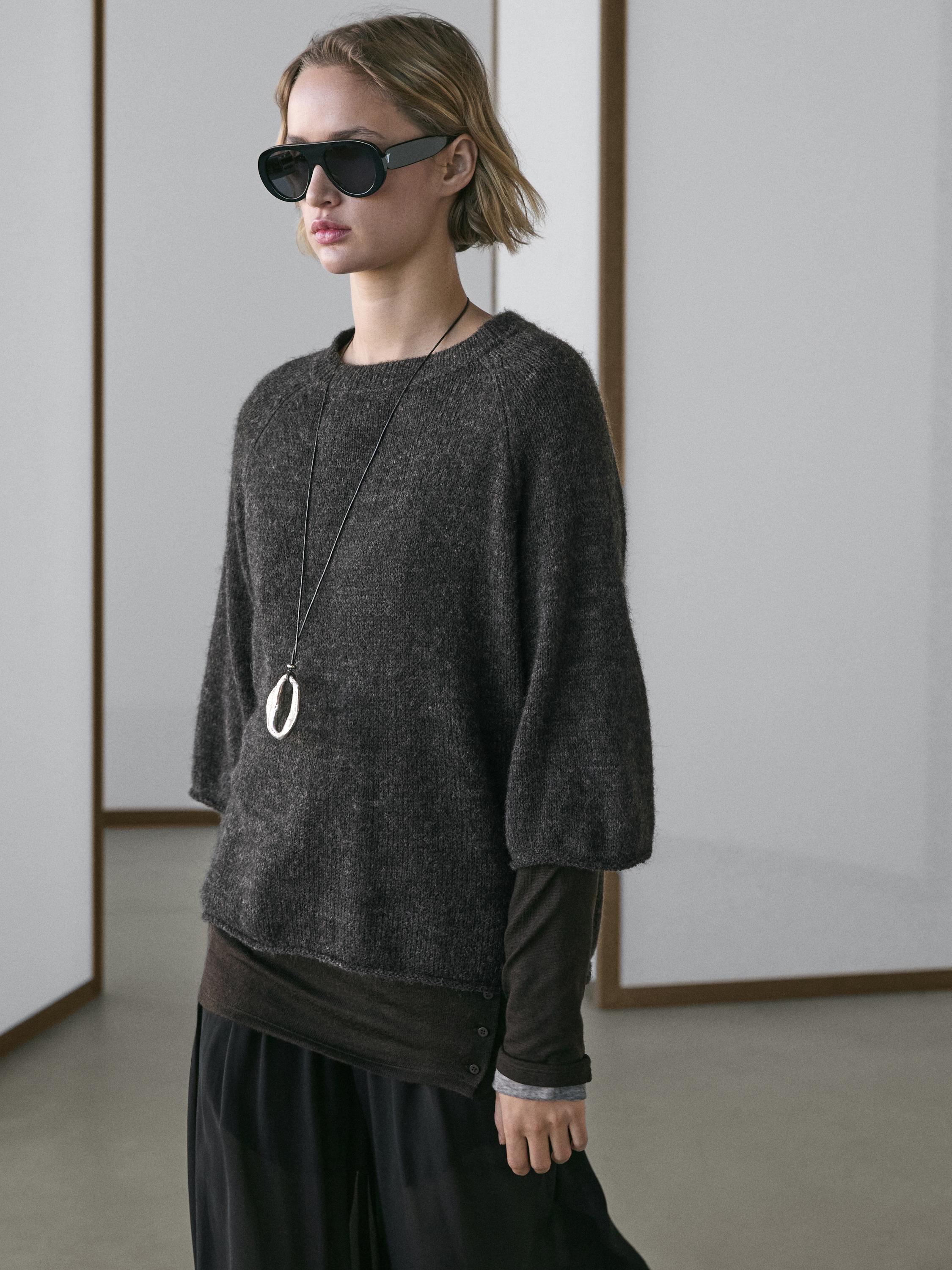 Jersey punto manga ranglán con lana alpaca