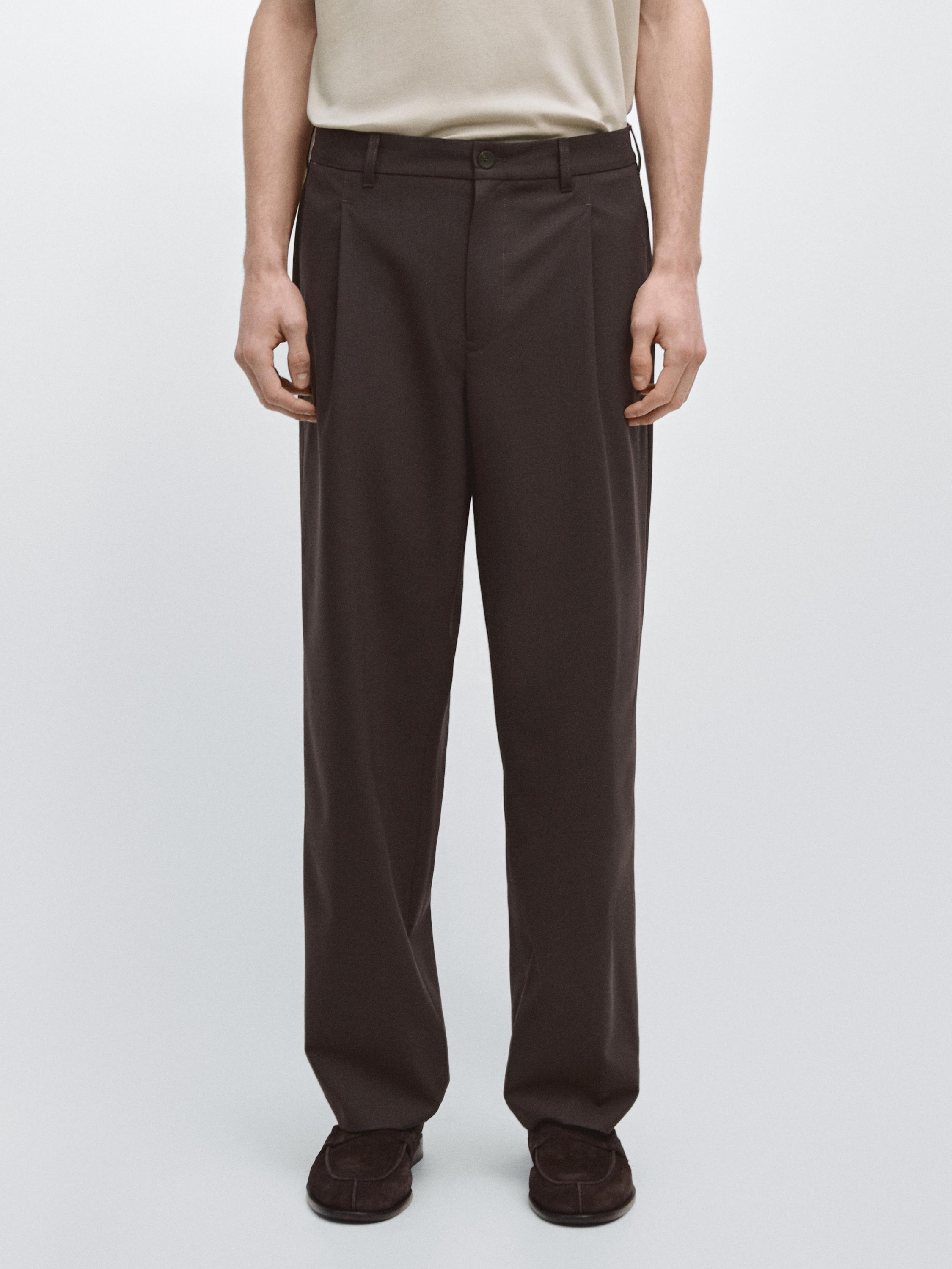 Pantalón relaxed fit mezcla lana fría