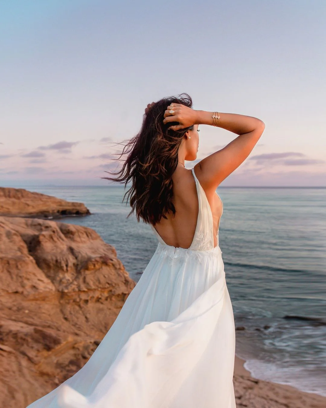 Bohemian A Line V Neck Tulle Wedding Dress with Appliques