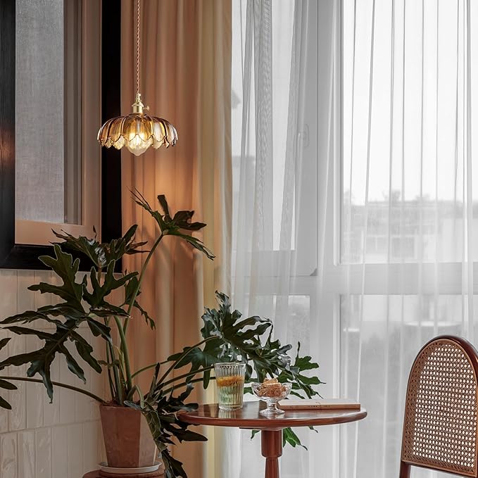 LUMISCAPE Plug in Pendant Light: Glass Hanging Lamp Plug in